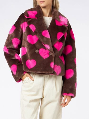 Woman Furry Short Jacket With Heart Print - MC2 Saint Barth - Modalova