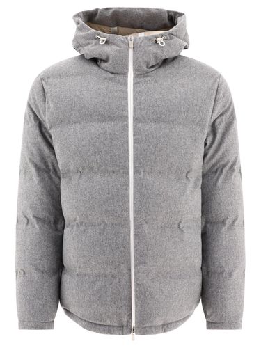 Zip-up Padded Hooded Down Jacket - Brunello Cucinelli - Modalova