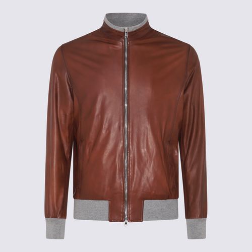 Barba Napoli Brown Leather Jacket - Barba Napoli - Modalova