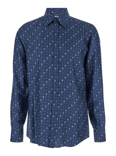 Shirt With All-over Print In Silk Man - Dolce & Gabbana - Modalova