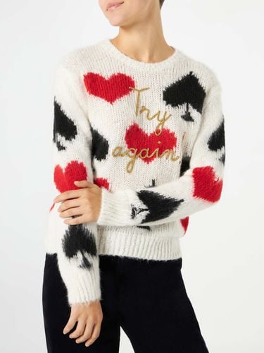 Woman Brushed Sweater With Spades And Hearts Embroidery - MC2 Saint Barth - Modalova