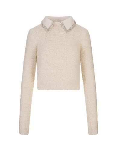 Alpaca Blend Sweater With Jewelled Collar - Blumarine - Modalova