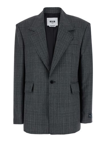 Double-breasted Jacket With Peak Revers And All-over Check Motif In Wool Woman - MSGM - Modalova