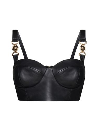 Medusa 95 Leather Bustier Top - Versace - Modalova