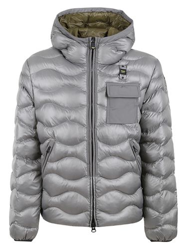 Patched Pocket Quilted Puffer Jacket - Blauer - Modalova