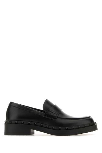 Black Leather Rockstud Loafers - Valentino Garavani - Modalova