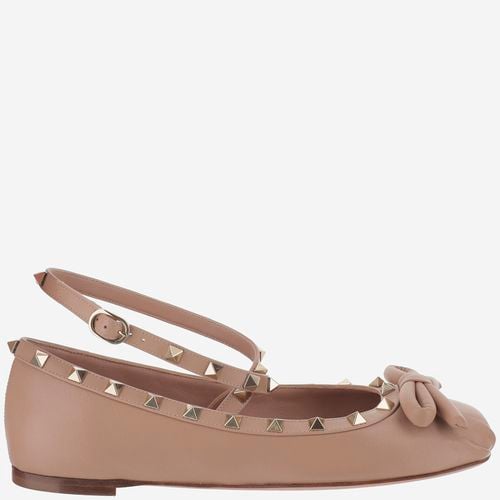 Leather Rockstud Ballerinas - Valentino Garavani - Modalova