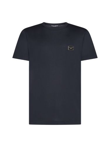 T-shirt With Logo Plaque - Dolce & Gabbana - Modalova