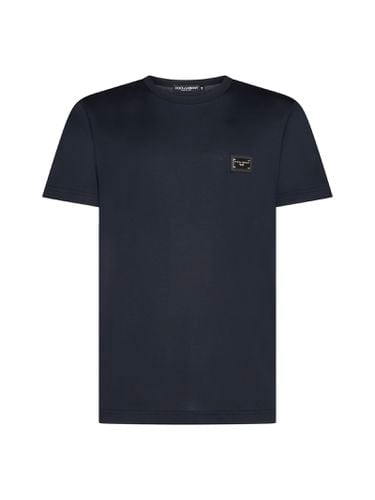 T-shirt With Logo Plaque - Dolce & Gabbana - Modalova