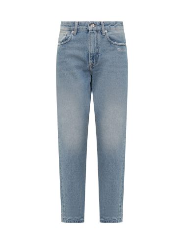 Logo Patch Straight Leg Cropped Jeans - Off-White - Modalova