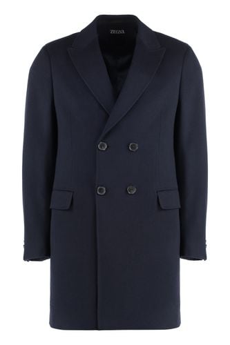 Wool Blend Double-breasted Coat - Zegna - Modalova