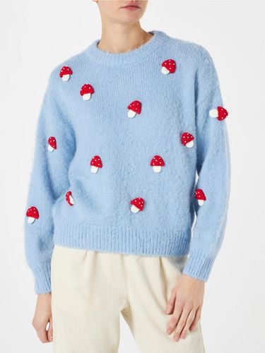 Woman Brushed Crewneck Sweater With Mushroom Appliqué - MC2 Saint Barth - Modalova