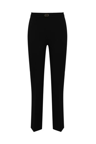 Stretch Viscose Trousers With Oval-t Strap - TwinSet - Modalova