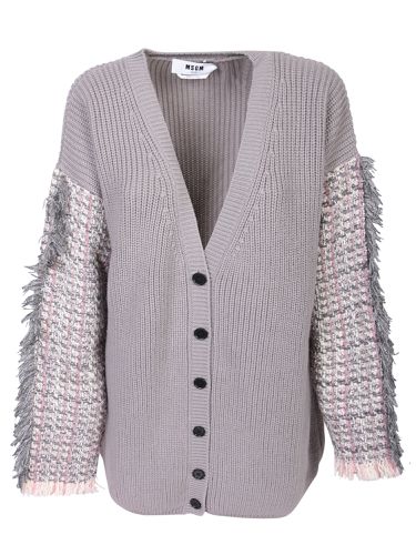 MSGM Fringes Details Grey Cardigan - MSGM - Modalova