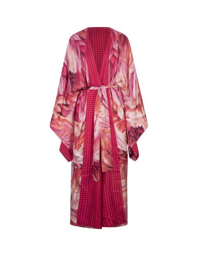 Reversible Long Dress With Plumage Print - Roberto Cavalli - Modalova