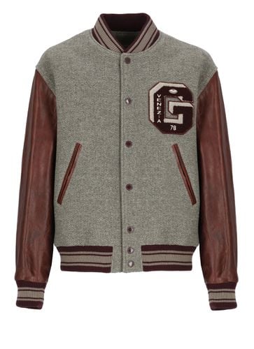 Wool Bomber Jacket With Leather Sleeves - Golden Goose - Modalova