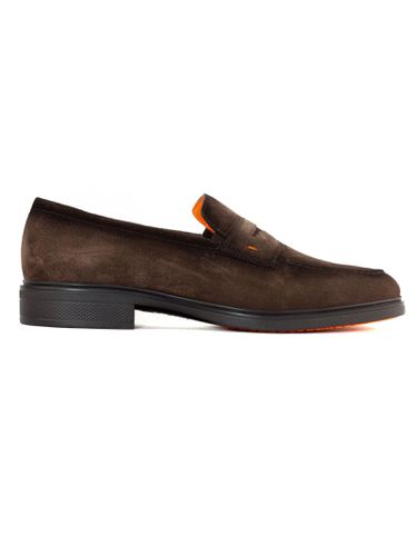 Santoni Dark Brown Suede Loafer - Santoni - Modalova