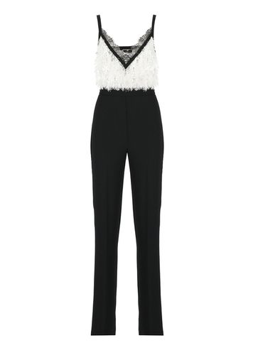 Crepe Jumpsuit With Embroidered Top - Elisabetta Franchi - Modalova