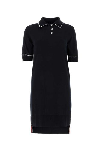 Midnight Blue Silk Blend Polo Dress - Thom Browne - Modalova