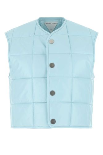 Pastel Light-blue Nappa Leather Padded Vest - Bottega Veneta - Modalova