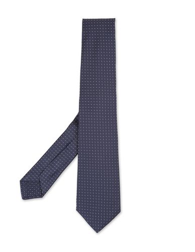 Night Tie With White Micro Pattern - Kiton - Modalova