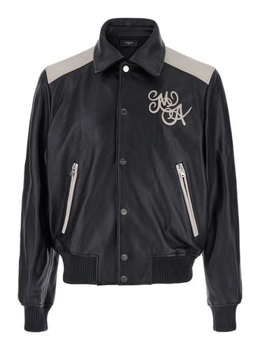 Bomber Jacket With Logo Detail In Leather Man - AMIRI - Modalova