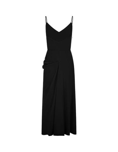 Black Midi Dress With Draping - Alexander McQueen - Modalova