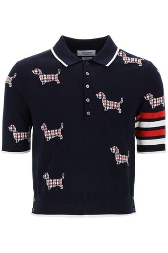 Hector Intarsia-knit Short Sleeved Polo Top - Thom Browne - Modalova