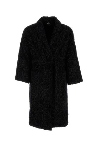 Versace Black Terry Fabric Bathrobe - Versace - Modalova