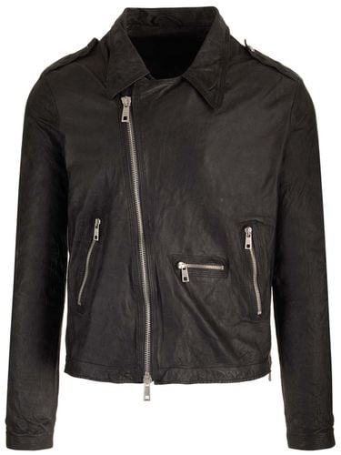 Brushed Leather Biker Jacket - Giorgio Brato - Modalova