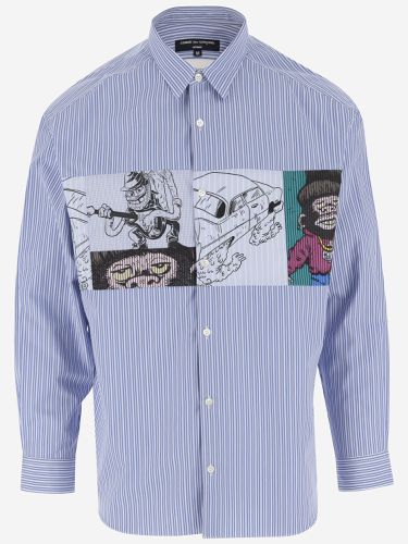 Striped Cotton Shirt With Graphic Print - Comme des Garçons - Modalova