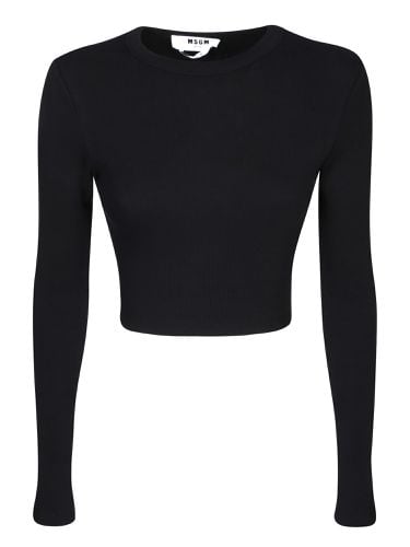 MSGM Cropped Black T-shirt - MSGM - Modalova