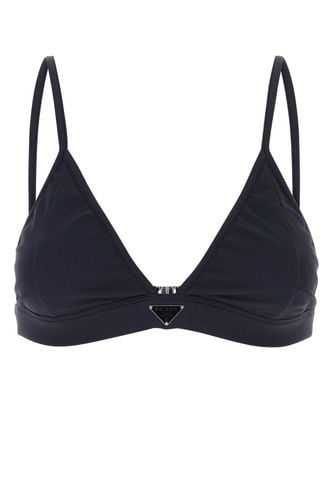 Navy Blue Stretch Nylon Bikini Top - Prada - Modalova