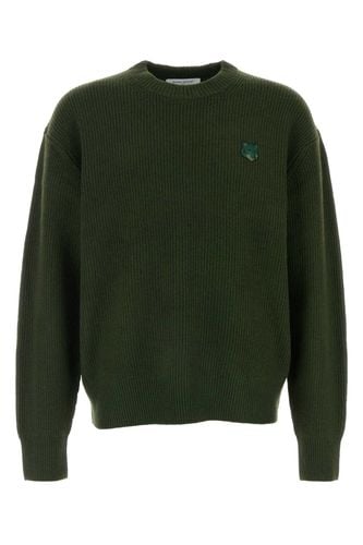 Olive Green Wool Blend Sweater - Maison Kitsuné - Modalova