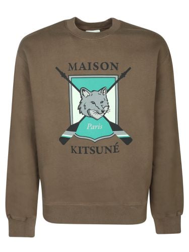 College Print Fox Sweatshirt Khaki - Maison Kitsuné - Modalova