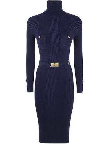 Turtle Neck Midi Dress With Belt - Elisabetta Franchi - Modalova