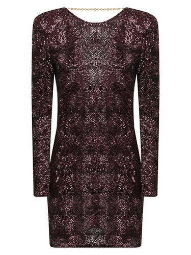 Sequin Embroidery Tulle Boxy Midi Dress - Elisabetta Franchi - Modalova