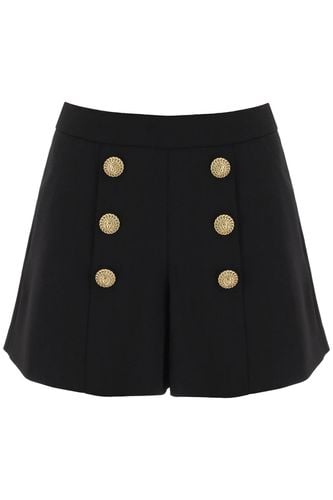 Crepe Shorts With Embossed Buttons - Balmain - Modalova