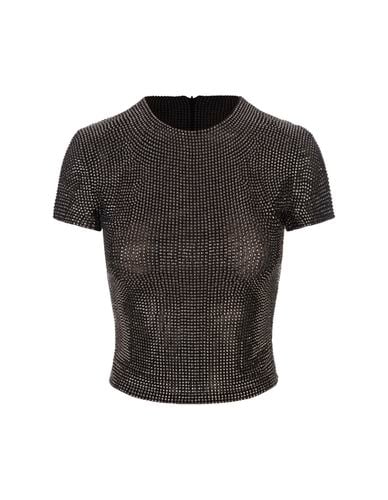 Short-sleeved Top With Crystals - Giuseppe di Morabito - Modalova