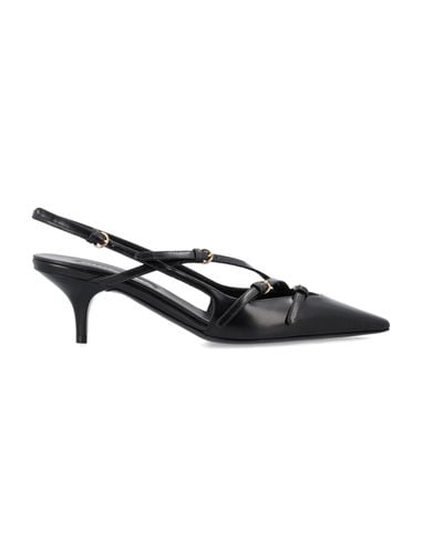 Brushed Leather Slingbacks With Buckles - Miu Miu - Modalova