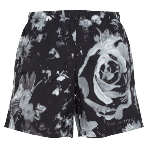 Wax Flower Logo Printed Swim Shorts - Alexander McQueen - Modalova