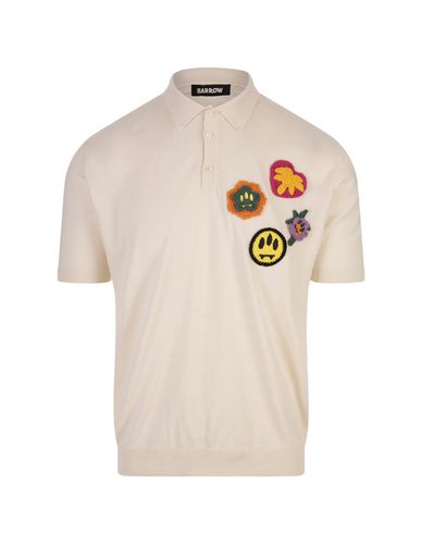 Dove Knitted Polo Shirt With Crochet Applications - Barrow - Modalova