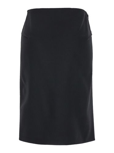 Midi Skirt With Side Slit In Stretch Wool Woman - Versace - Modalova