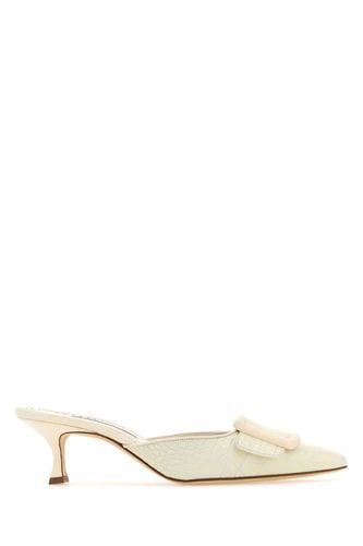 Ivory Leather Maysale Mules - Manolo Blahnik - Modalova