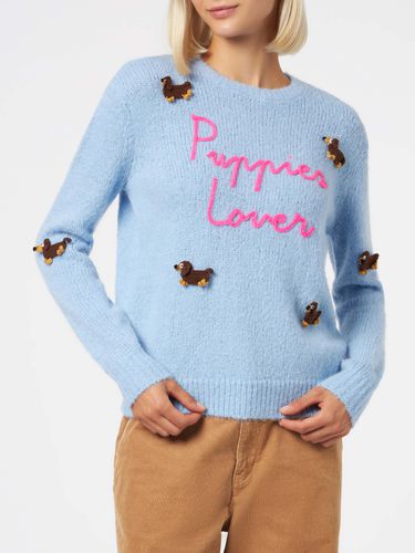 Woman Crewneck Soft Sweater With Dogs Crochet Patch And Puppies Lover Embroidery - MC2 Saint Barth - Modalova