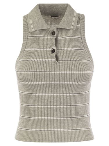 Sleeveless Ribbed Polo Shirt - Brunello Cucinelli - Modalova