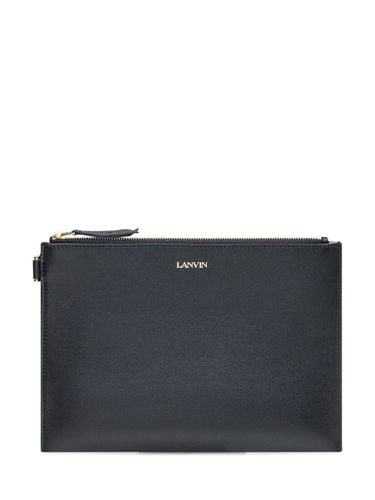 Logo Printed Zipped Clutch Bag - Lanvin - Modalova