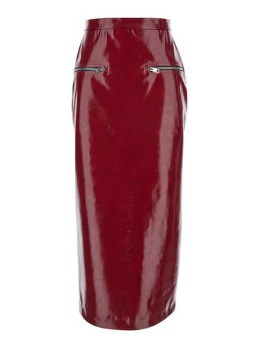 MSGM Rear Slit Zipped Shiny Skirt - MSGM - Modalova