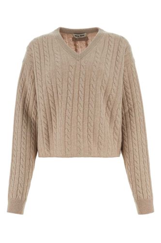 Miu Miu Sand Cashmere Sweater - Miu Miu - Modalova