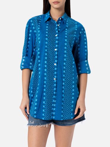 Woman Cotton Shirt Brigitte With Indigo Flower Print - MC2 Saint Barth - Modalova